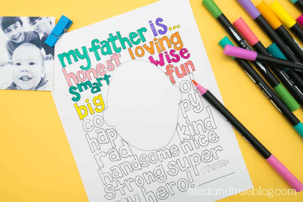 Free printable Father's Day coloring page from Tried & True blog