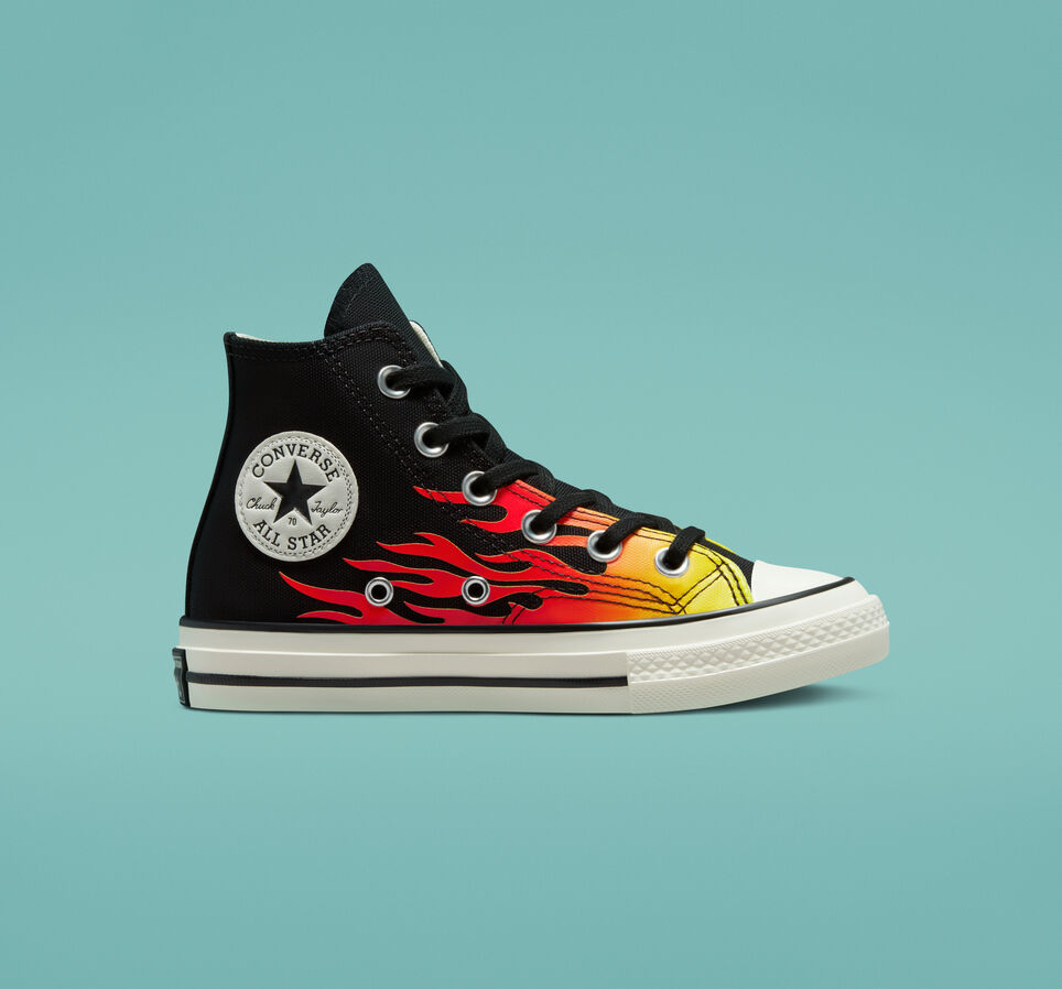 Converse makes so many cool Chuck Taylors for kids like this flame archive print | The Coolest Birthday Gifts for 8 year olds