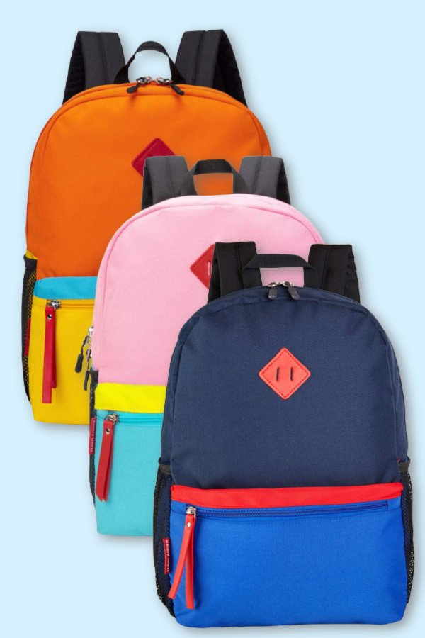 These color block backpacks in over a dozen color combos are cool for preschool and kindergarten
