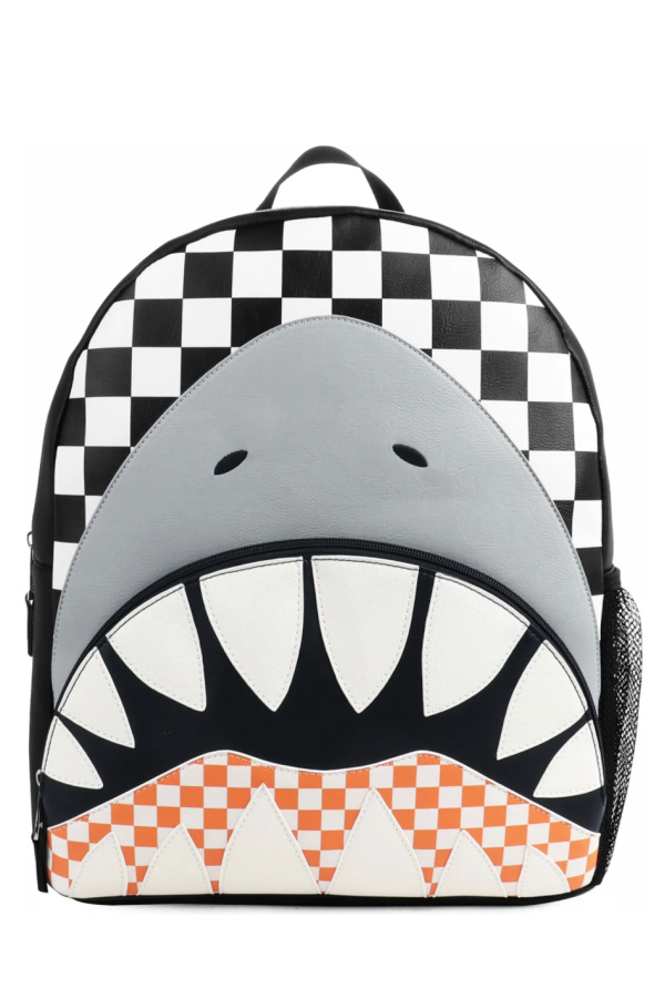 Checkered shark backpack: One of the coolest backpacks for preschool or kindergarten this year