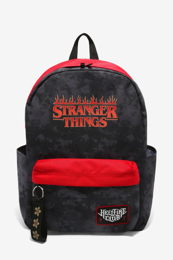 Stranger Things backpack for teens for back to school -- complete with Hellfire Club patch. Geeks rule!