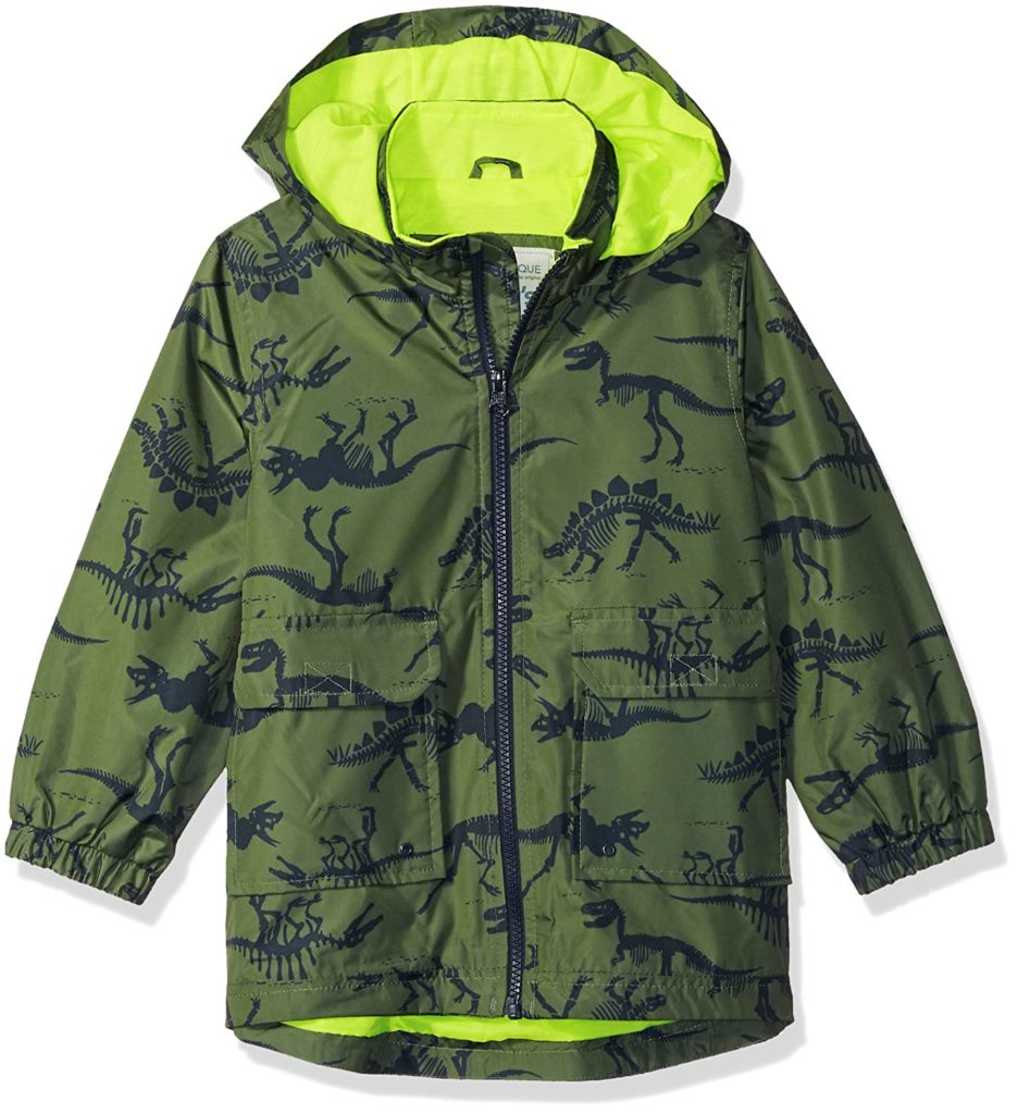 Carter's Rainslicker jacket for kids in a Dino print is a favorite under $30 that we've found