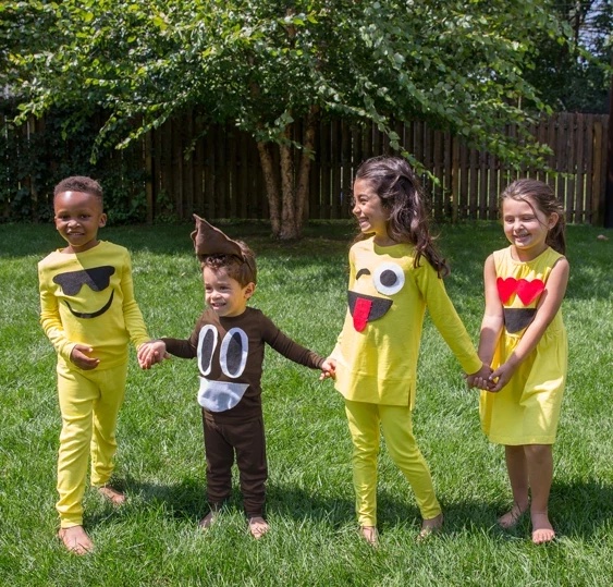 Halloween costumes made from pajamas: Emojis are so easy! DIY via Primary .com