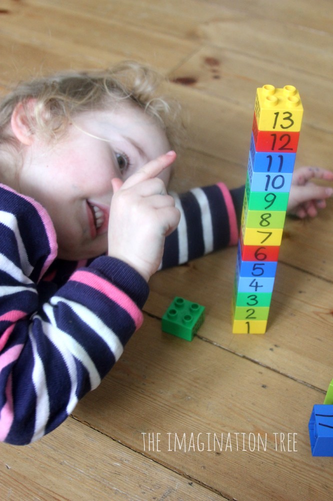Educational activities for preschoolers: Counting lego blocks from The Imagination Tree