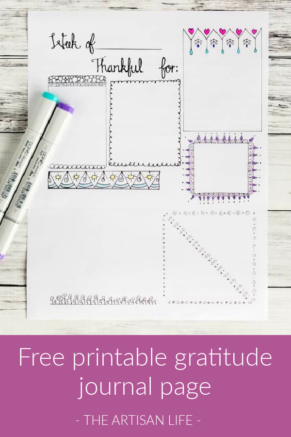 Free printable gratitude journal page via The Artisan Life: Wonderful exercise for kids