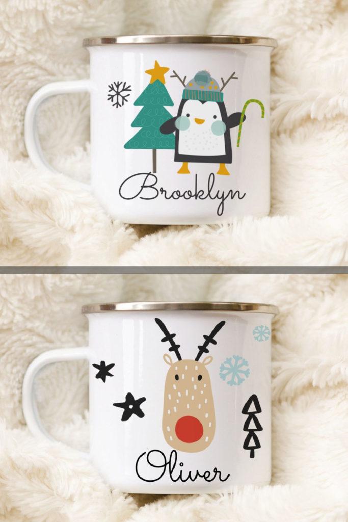 Personalized gifts for kids: Hot cocoa will taste sweeter in their own personalized holiday mug from Petaled