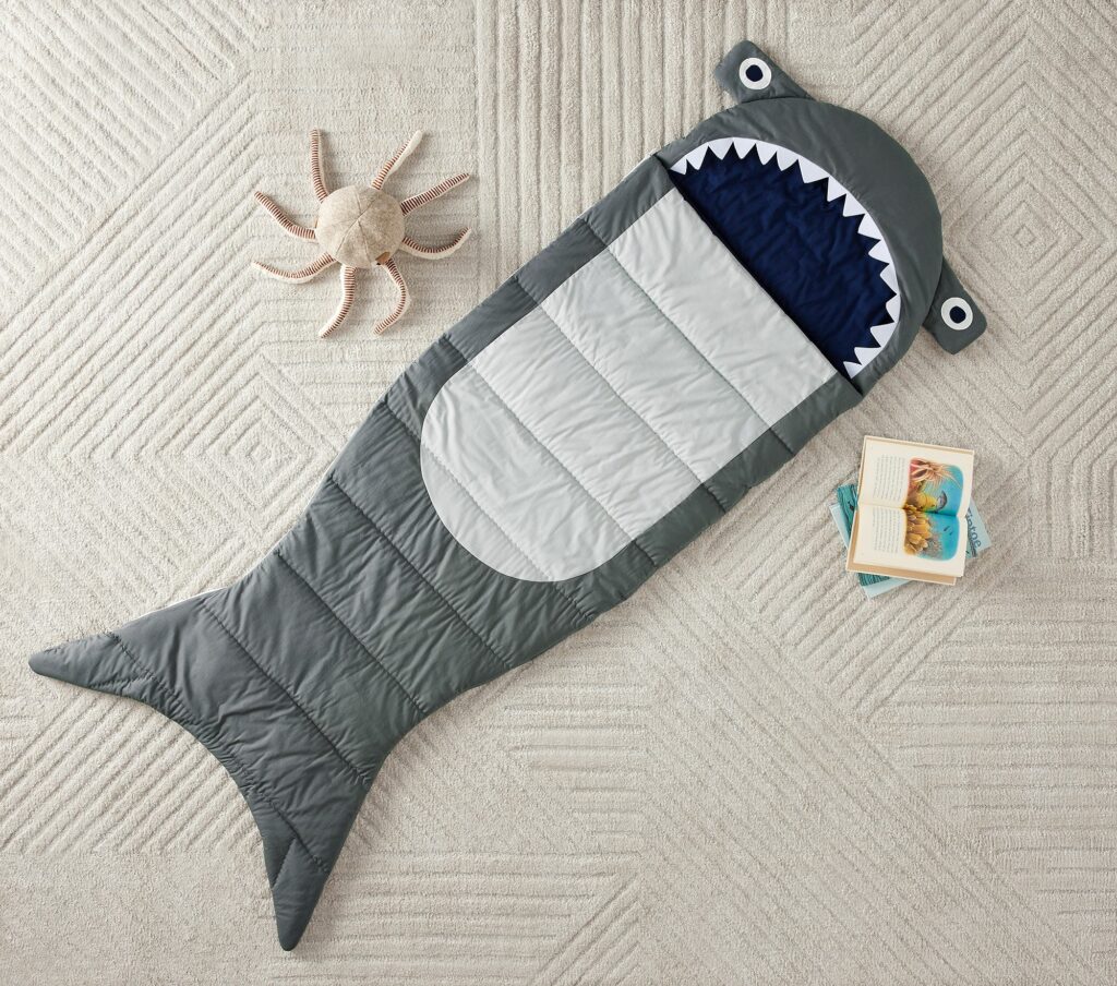 Personalized shark sleeping bag: unique personalized gifts for kids