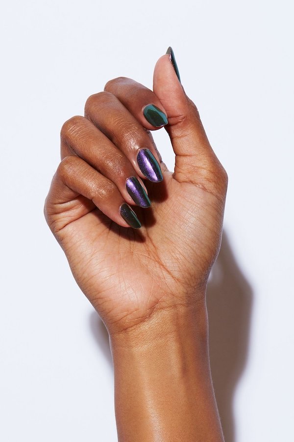 Hot winter nail trends: The non-toxic, prismatic metallic from Static Nails is a great way to be on trend