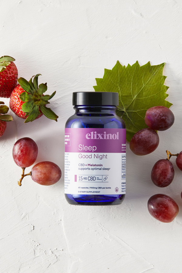 Elixinol CBD Sleep Good Night Capsules pairs CBD with melatonin to support optimal sleep, promote calm and relaxation, and keep our circadian rhythms in tune [sponsor] 