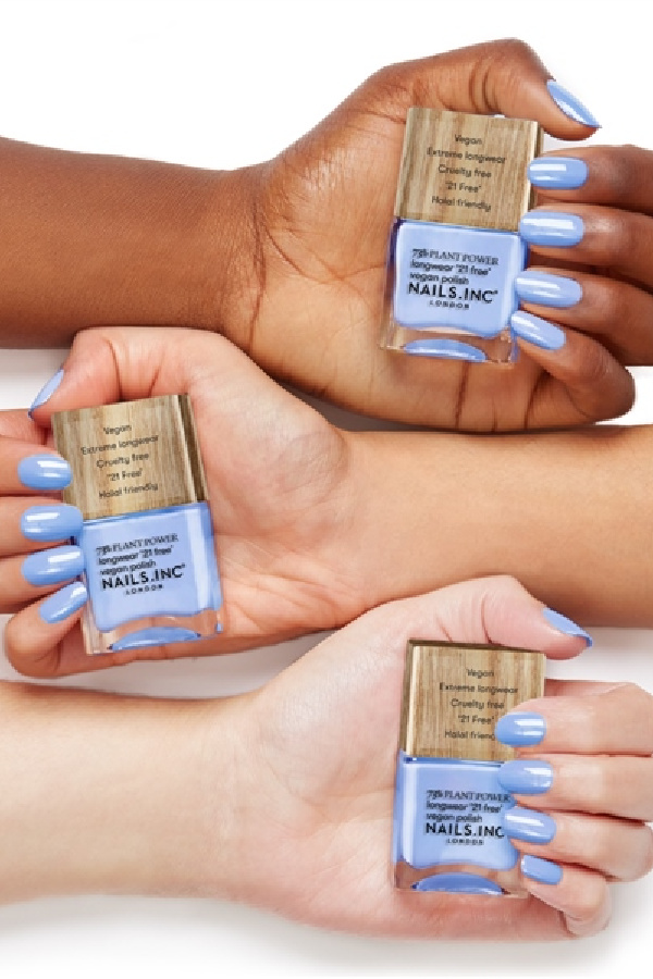 Spring Nail Trends 2022: Try Pantone's Very Peri color of the year thanks to Nails Inc. Soul Surfing color. It's from their Plant Power Vegan Nail Polish line