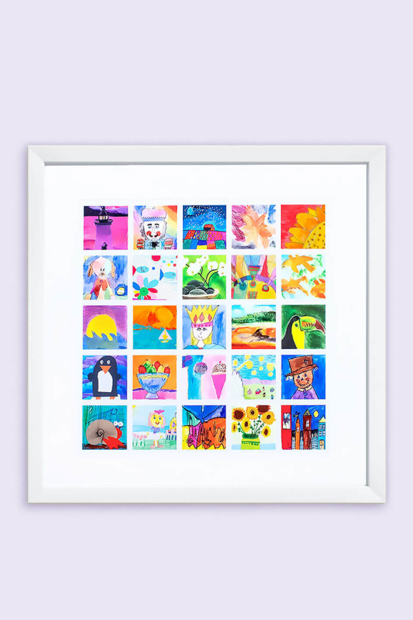 Artkive preserves kids artwork as beautifully, matted and framed mosaics -- and they do all the work for you!