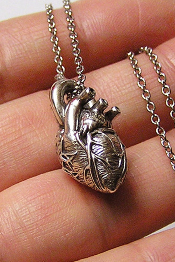 Valentine's jewelry for women who like edgier stuff: Anatomical heart necklace