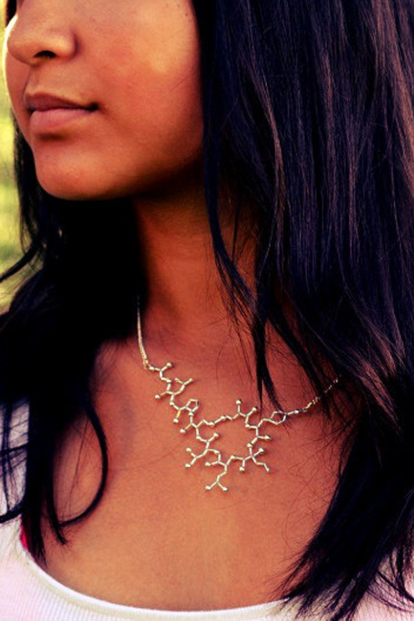 Valentine's jewelry for women who like edgier stuff: Oxytocin molecule necklace by biolojewelry