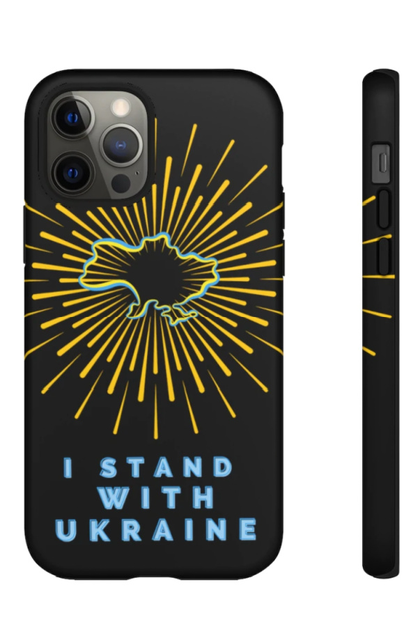 I stand with Ukraine phone case from Olde Soul: 100% of the profits are donated to an incredible cause to support Ukraine