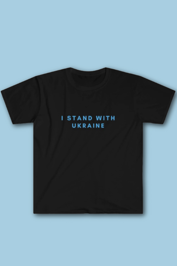 I stand with Ukraine tee from Olde Soul: 100% of proceeds go to some of the most impactful Urkainian orgs