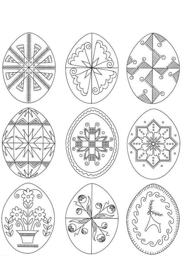 18 pages of Ukrainian Easter egg coloring pages from The Ukrainian Museum will keep the kids busy until Easter