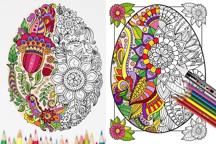 Beautiful, authentic Ukrainian Easter egg coloring pages that help support Ukrainian artists