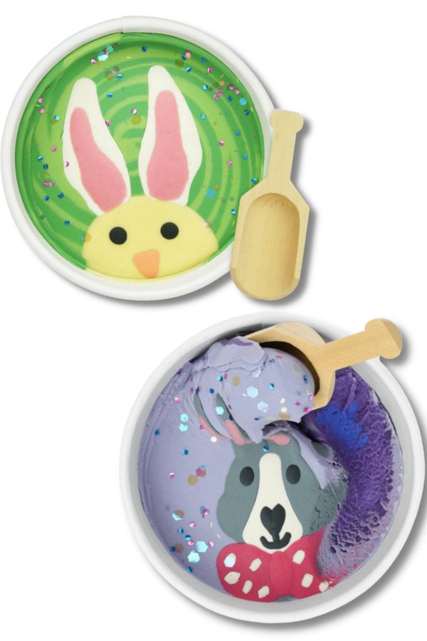Easter Basket ideas for kids under $20: Land of Dough's bunny-themed play dough makes a creative gift.
