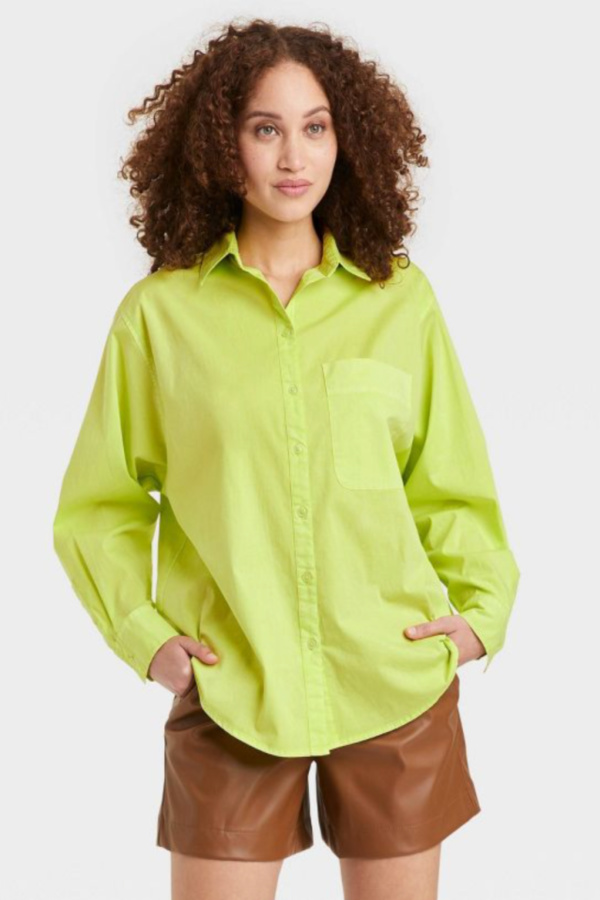 Lime green for spring and summer: Target oversized boyfriend shirt