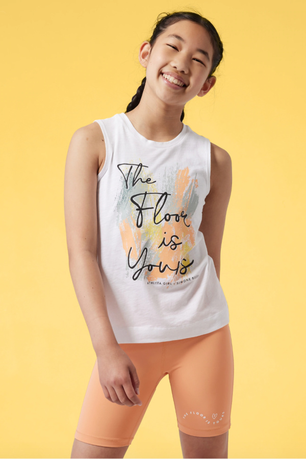 Simone Biles x Athleta girl collaboration: We love this "The Floor is Yours" tee from Simone