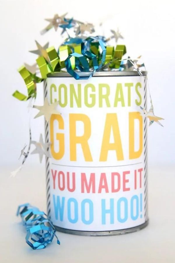 Follow It's Always Autumn's tutorial for how to make this clever graduation money gift using a can