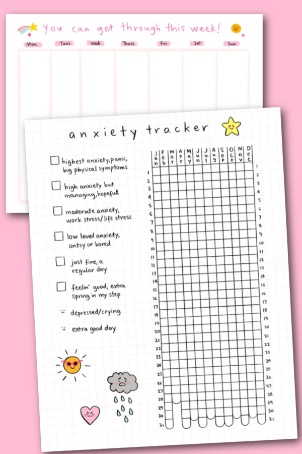 Printable anxiety tracker from Tyler Feder: Great, low-stress way to help you manage your week (and your feelings)