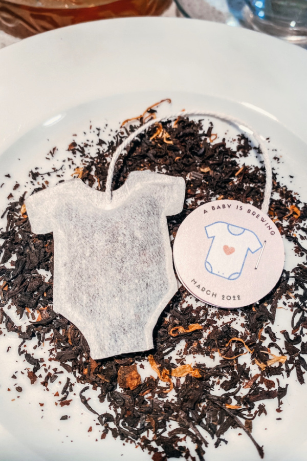 Personalized baby shower teabags from Cuts of Tea