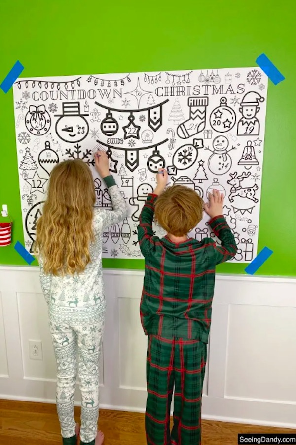 Color down the days to Christmas with this giant Advent calendar from Seeing Dandy