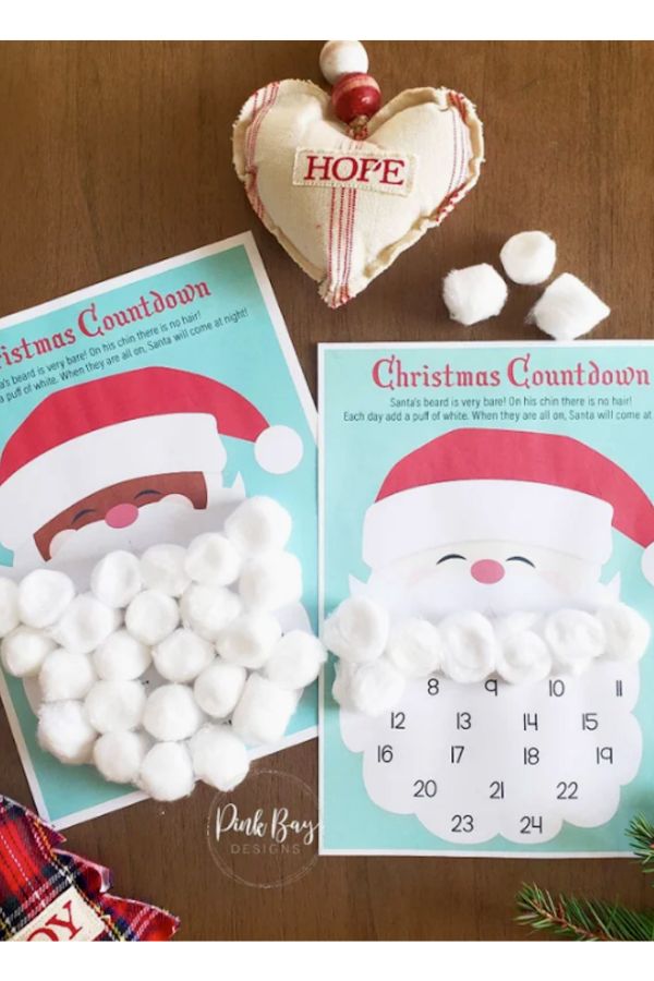 Love the printable Black or White Santa Advent calendars from Pink Bay Designs