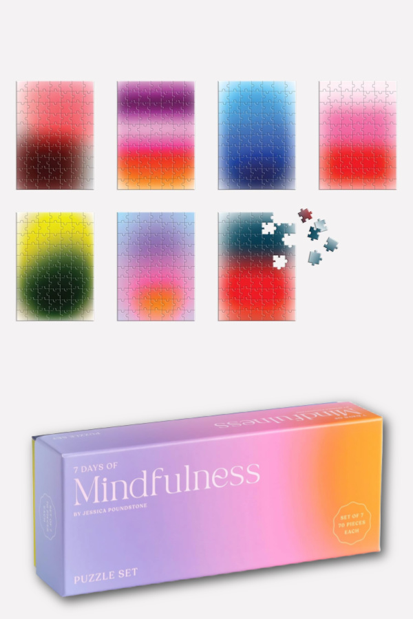 The beautiful 7 days of mindfulness mini puzzles make a beautiful mother-in-law gift, or gift for a grandma or stepmom