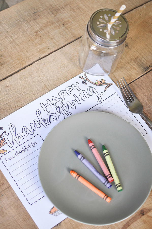 Download these free printable Thanksgiving placemats for kids from Our Handcrafted Life