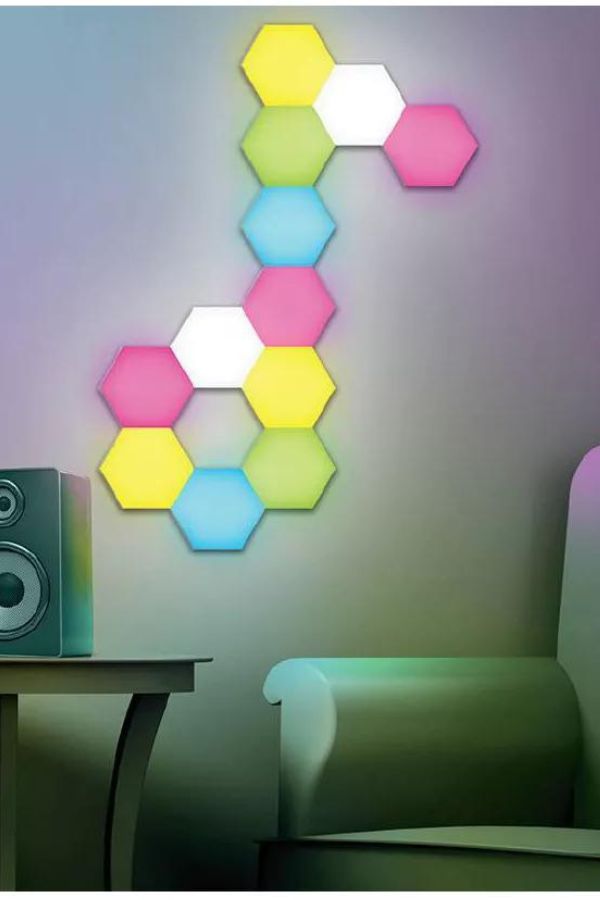 Colorful light panels brighten up the dorm room of your favorite college student.