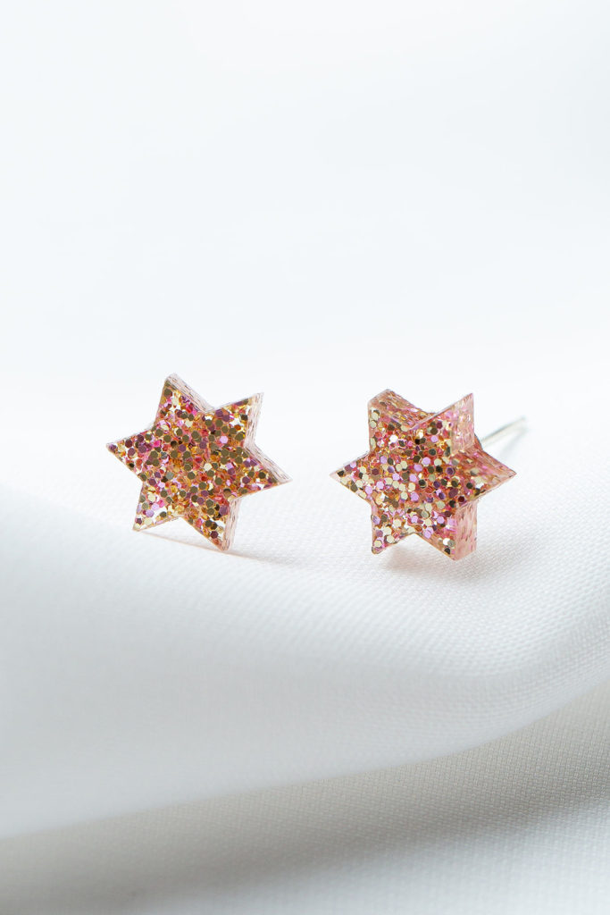 Mini magen star rose gold glitter earrings | Cool Hanukkah gifts 2022