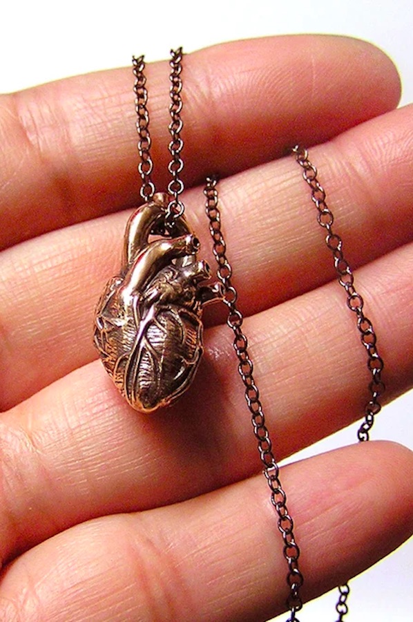 Valentine's jewelry for women who like edgier stuff: Anatomical heart necklace