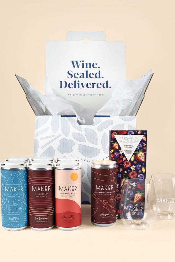 Maker wine and chocolate gift pack makes a thoughtful Valentine's Day gift.