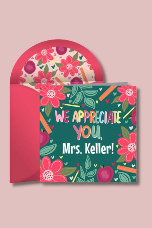 For Teacher Appreciation Week, Punchbowl's ecards let kids add a video message to thanks.