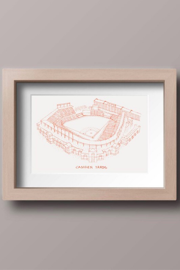 Great high school graduation gift ideas: Artwork to remind them of their favorite home team | Camden Yards print by Designs by Patterson on Etsy