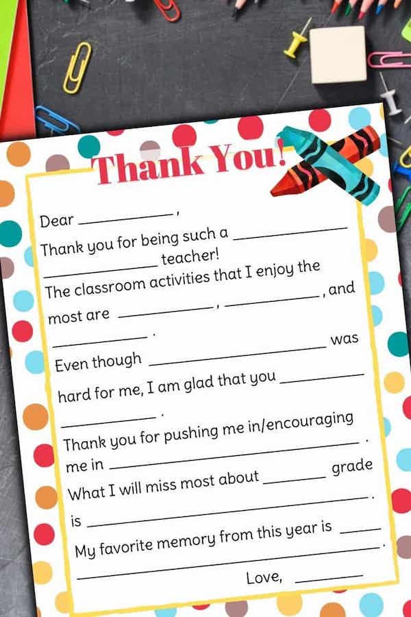 Fill-in-the-blank teacher appreciation note from The Savvy Sparrow.