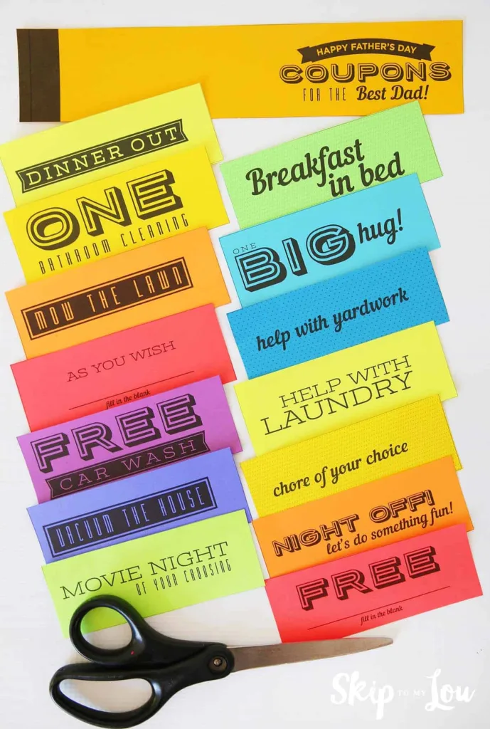 Free printable coupon book for dad from Skip to My Lou