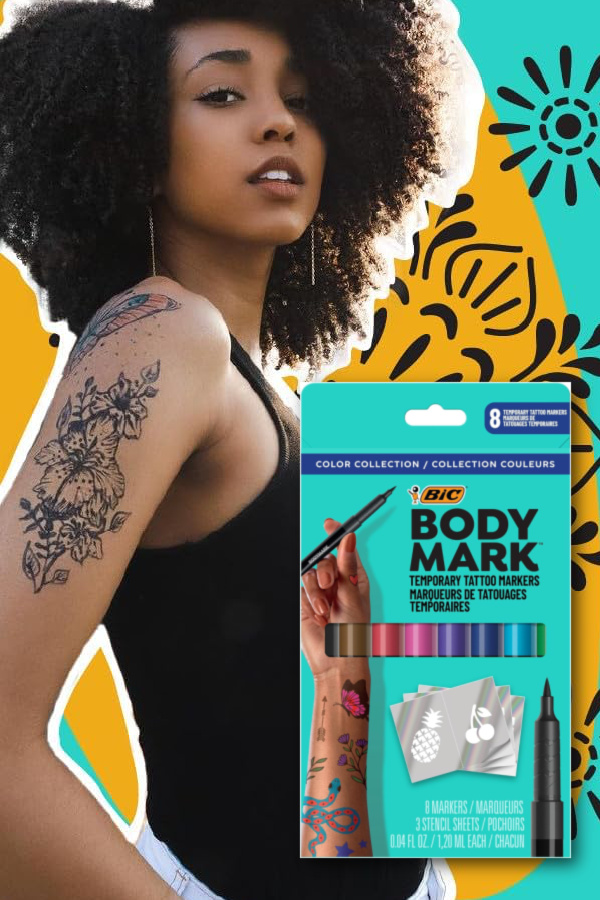 Bic BodyMark temporary tattoo pens make a cool summer camp care package idea for tweens and teens