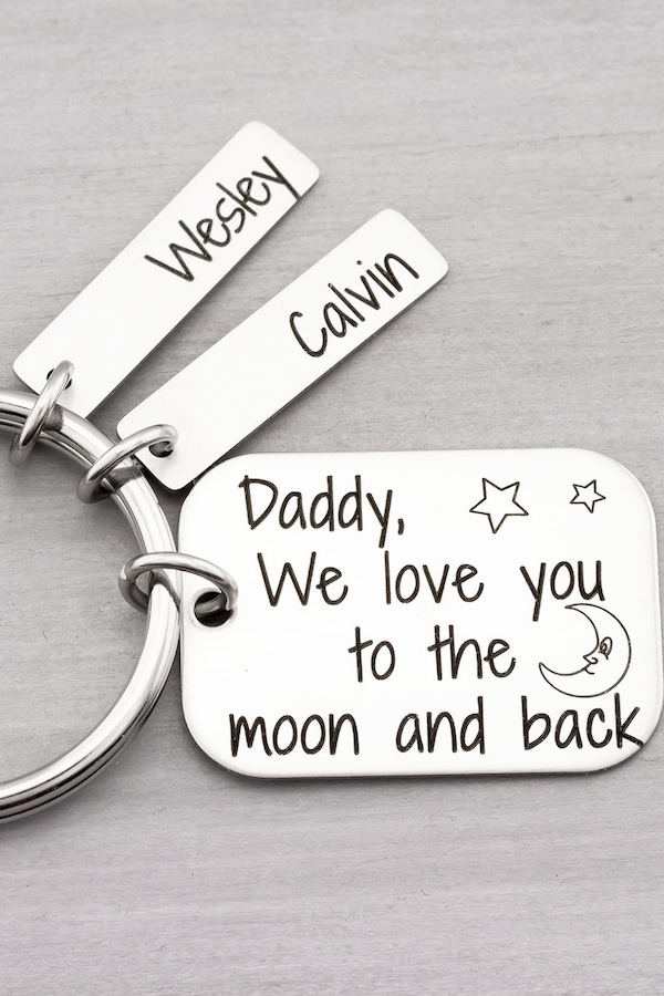 To the Moon and Back personalized keychain for dad | Father's Day gifts under $20 | heartfelt tokens
