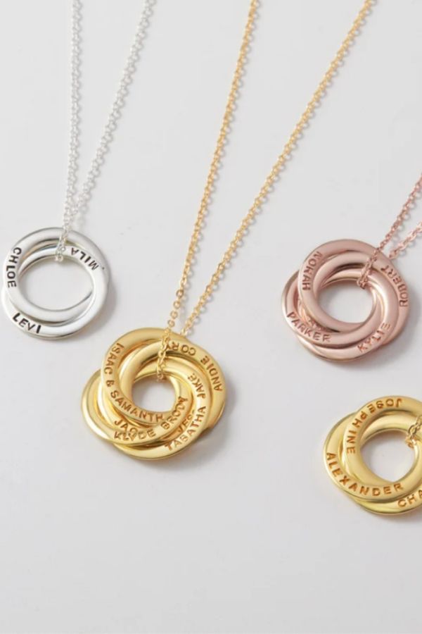With the names of all their kids or grandkids, these pretty knot necklaces from Centime Gifts makes a beautiful personalized gift.