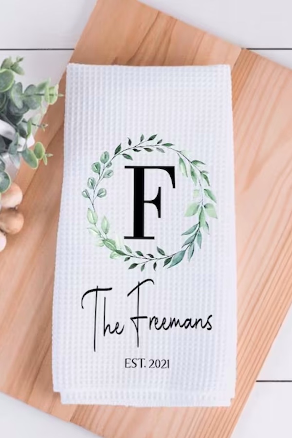 This personalized towel from Designs by DawnLynn makes a fantastic holiday gift under $15