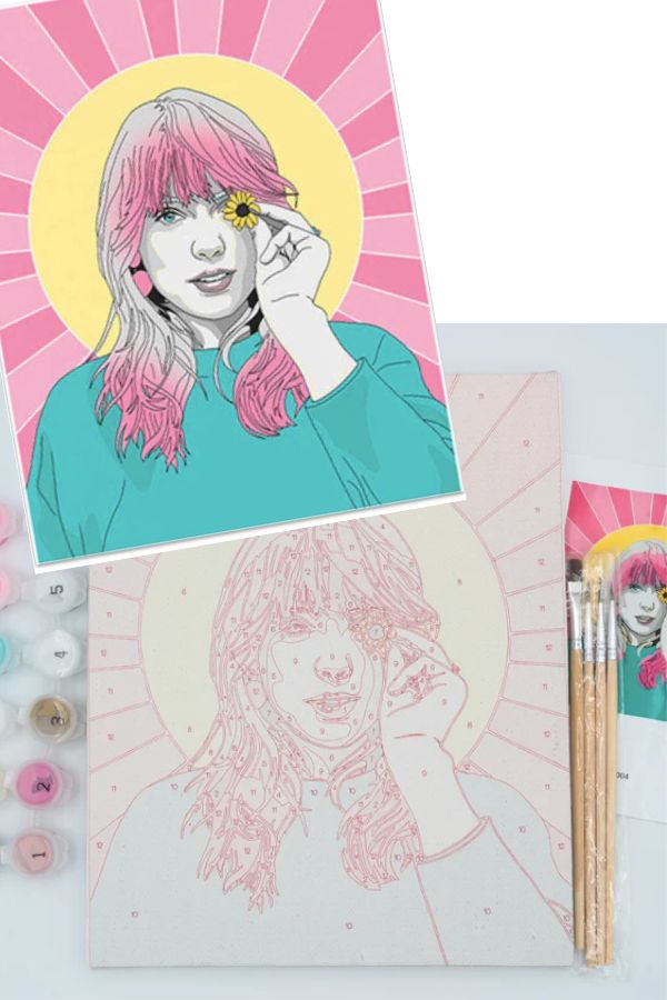 One of the best Taylor Swift gifts is this paint-by-number kit by NY artist Sammy Gorin