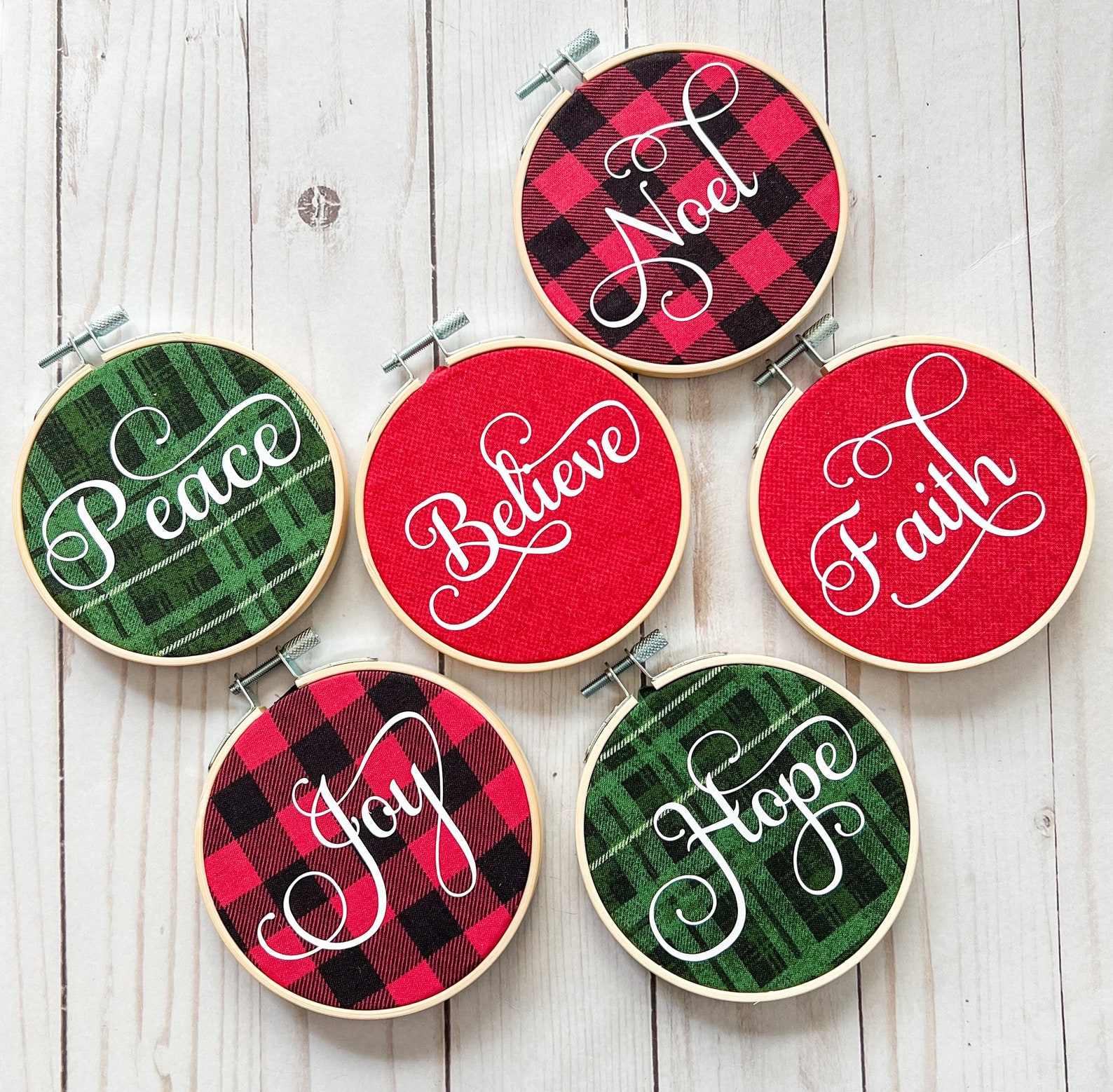 Gifts under $15: Christmas embroidery hoop ornaments from Hundred Acre Design Co