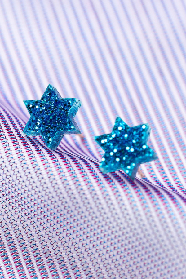 Cool Hanukkah Gifts: Mini magen David star glitter earrings from Ariel Tidhar