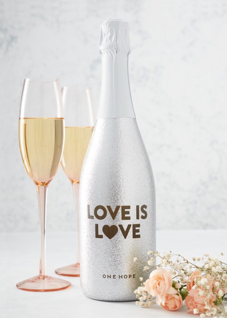 Love is Love sparkling Brut from One Hope Wines gives 10% to a charity of your choice