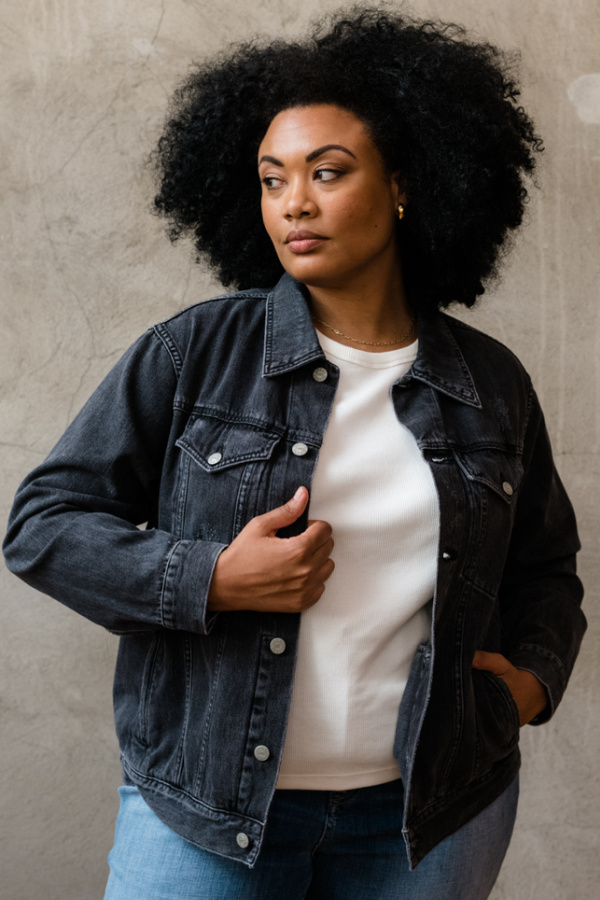 The perfect dark wash denim jacket that never goes out of style: On sale at Able