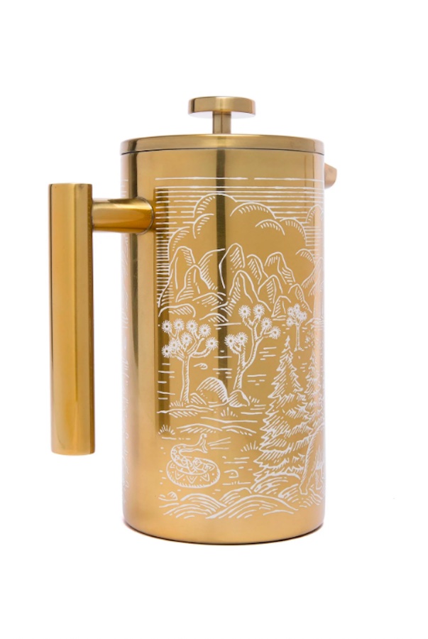 Purchase the National Parks brass French Press and support our country's national parks with your purchase.