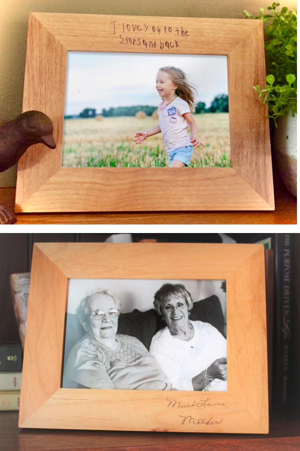 Personalized picture frames from a loved one's handwriting makes a beautiful gift | mompicksprod.wpengine.com holiday gifts